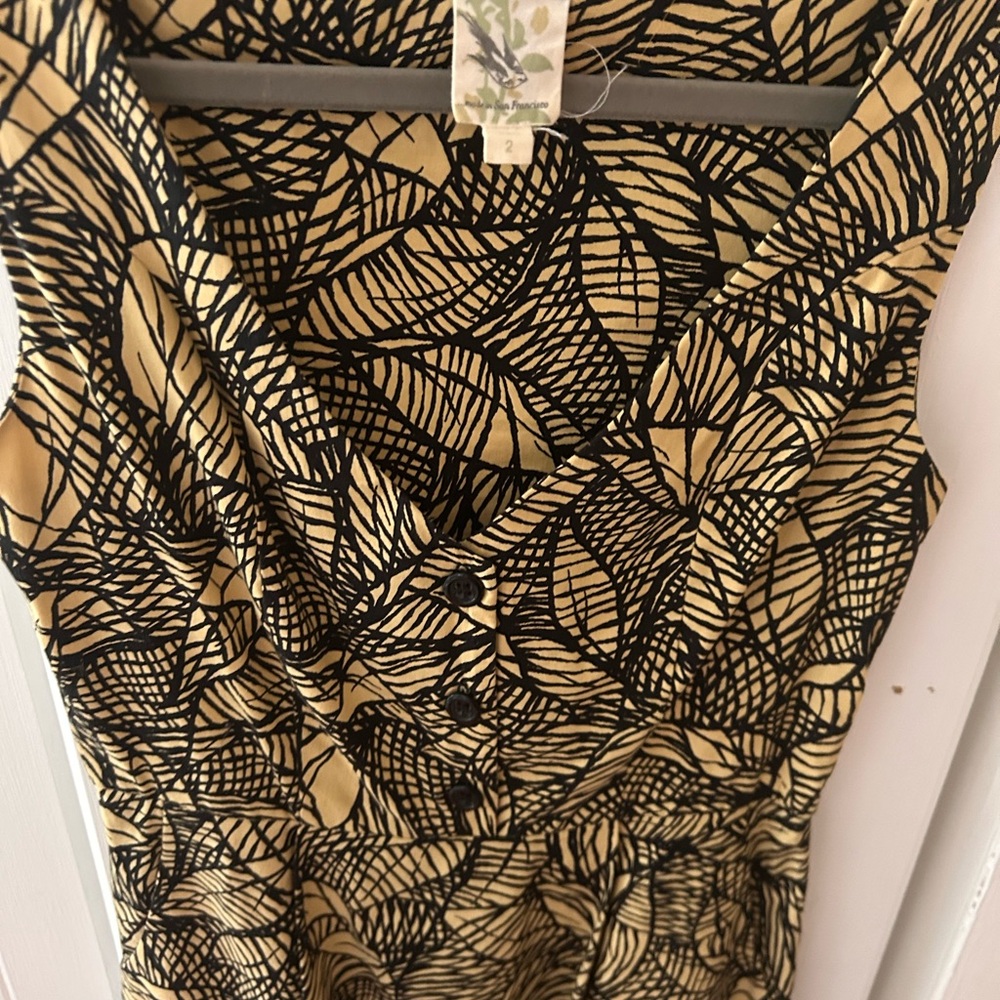 EUC WESTON WEAR by ANTHROPOLOGIE Leaf Floral Patterned Dress, Sleeveless, Lined
